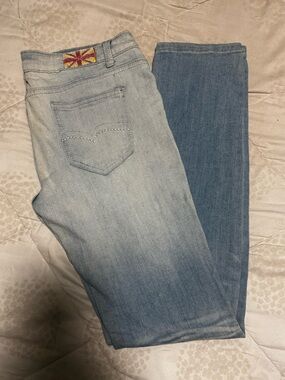 Machine Women's Two-Tone Light and Medium Blue Jeans